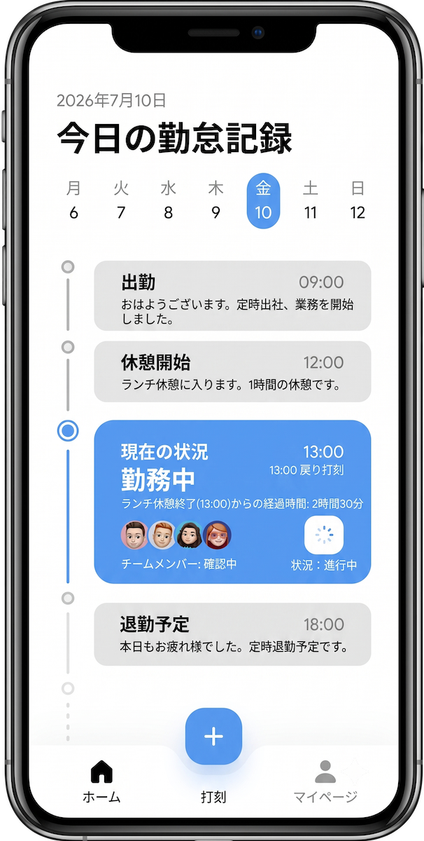 現場報告アプリのスマホ画面